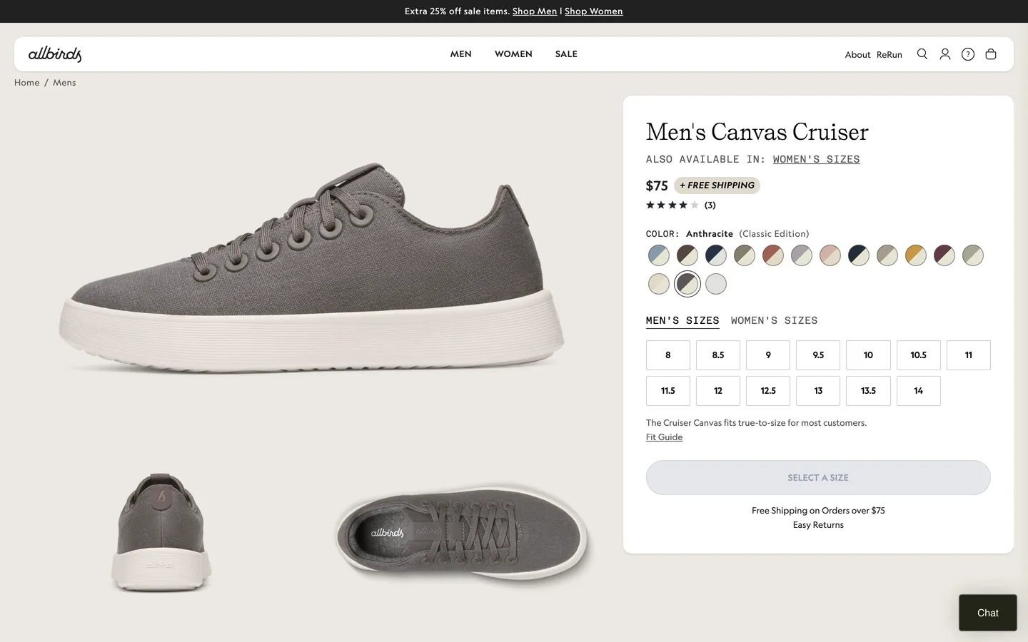 Product page add-to-cart at Allbirds