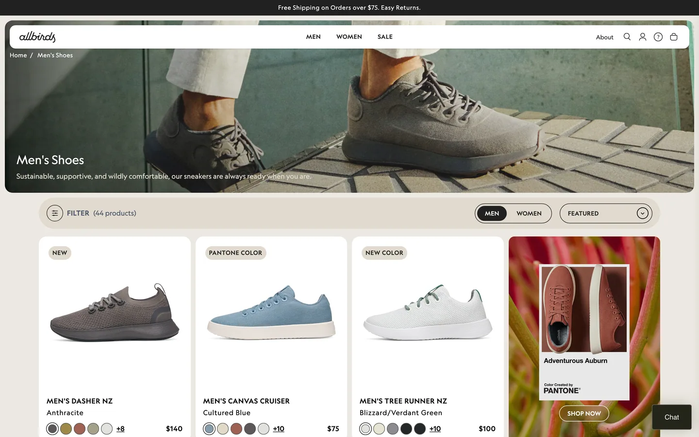 Category page filters at Allbirds