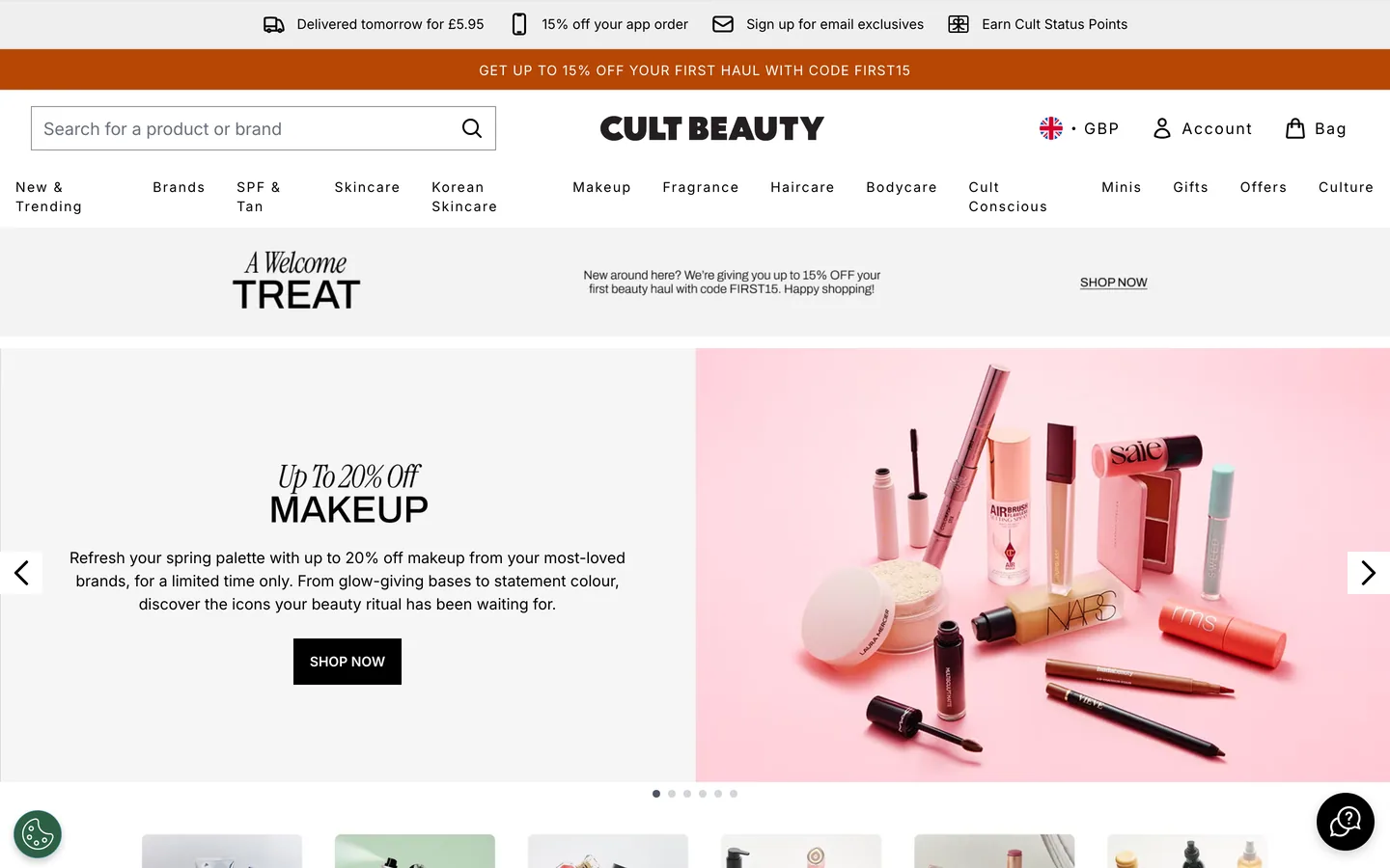 Cart discount input at Cult Beauty