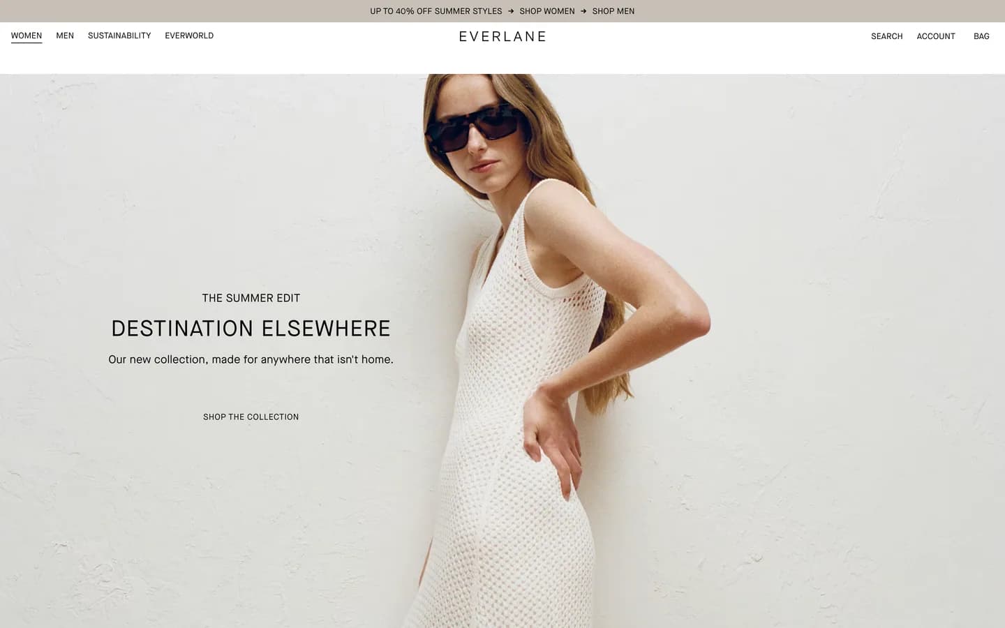 Cookie banner at Everlane