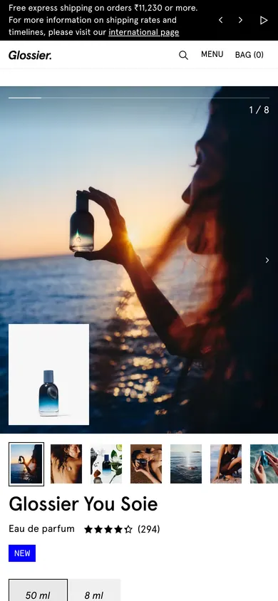 Screenshot: Sticky add-to-cart on Glossier