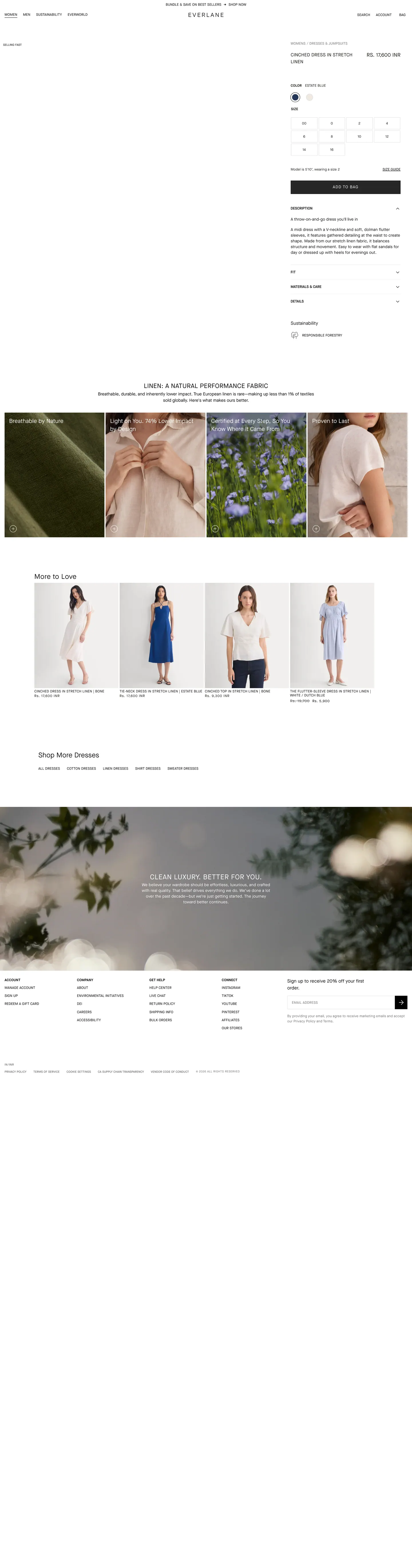 Fit finder at Everlane — annotated example
